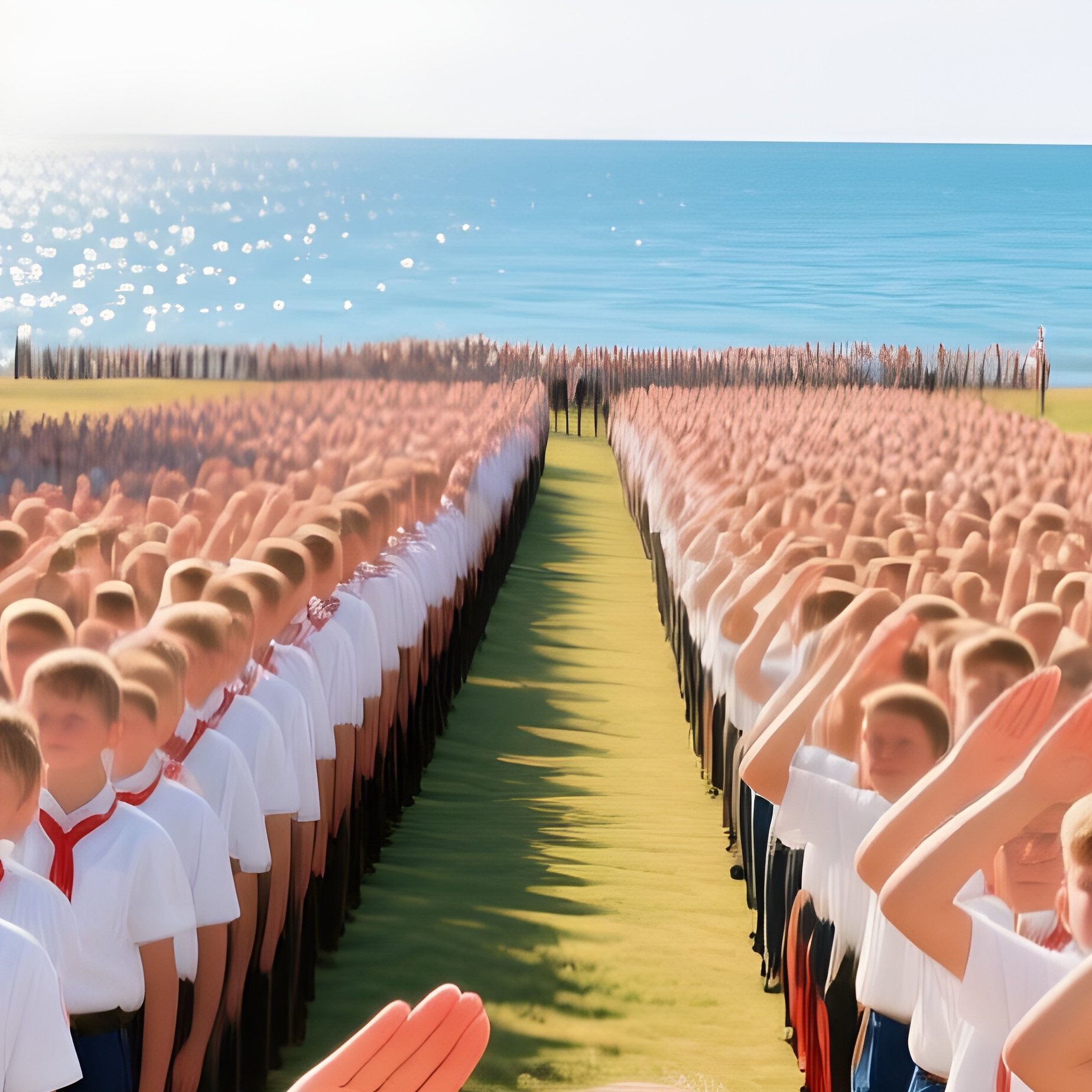 Pioneer Camp 1985 Artek Style Morning Salute - Full Resolution Quality Preview