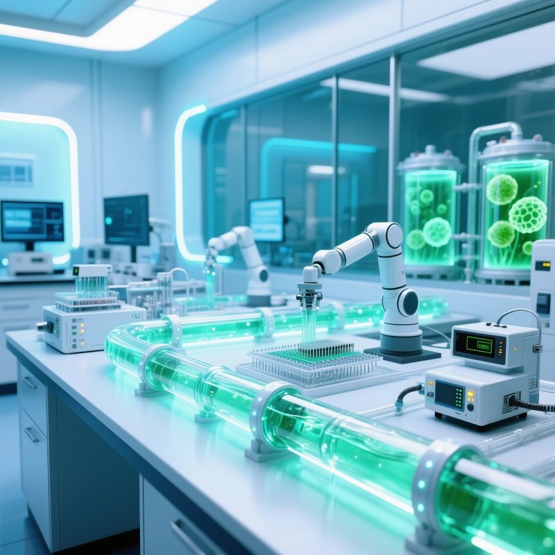 Piping System In A Biological Lab With Liquid Circulation