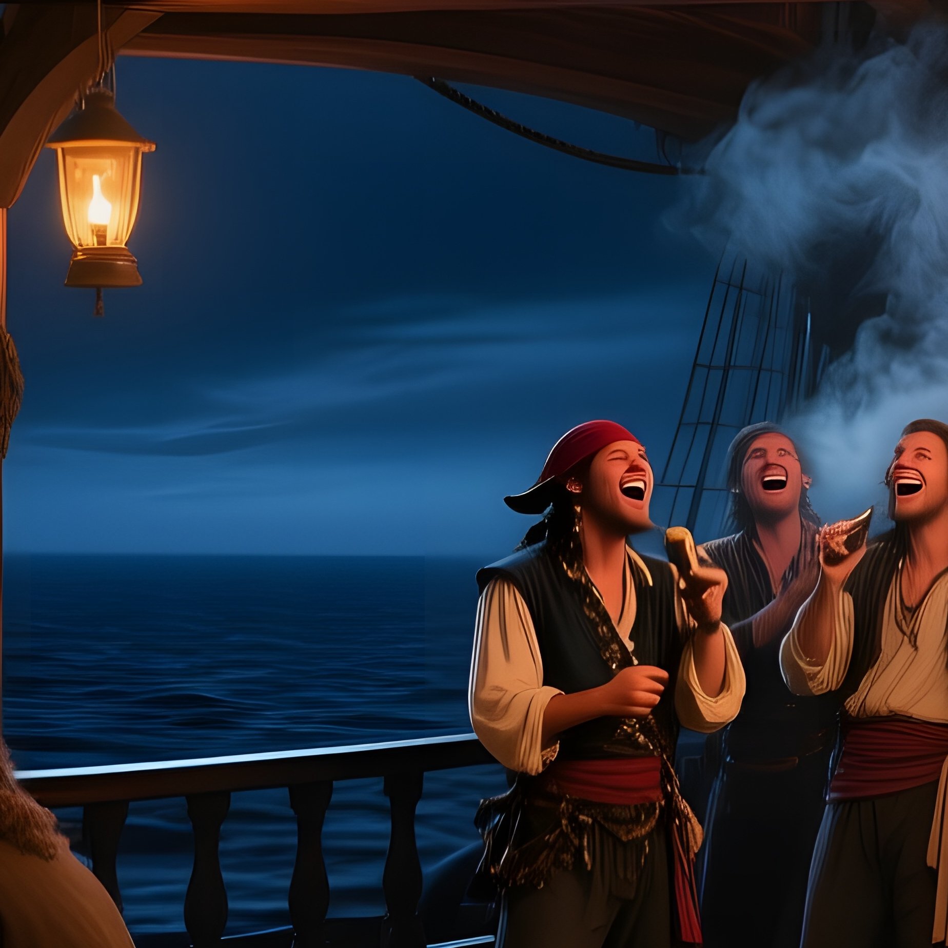 Pirate Tavern Night Scene - Full Resolution Quality Preview