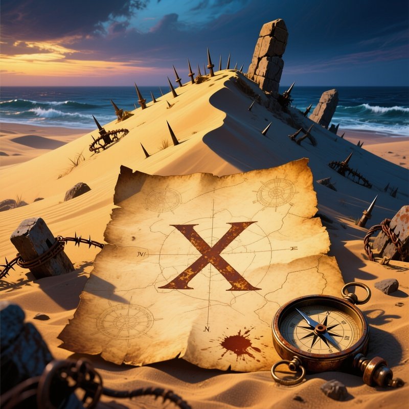 Pirate Treasure Map X Marks Spot Booby Trapped Sand Dune