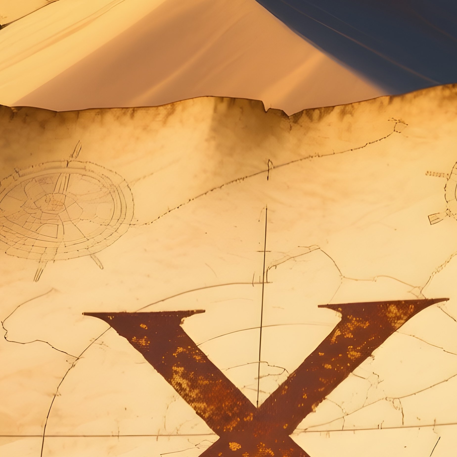 Pirate Treasure Map X Marks Spot Booby Trapped Sand Dune - Full Resolution Quality Preview