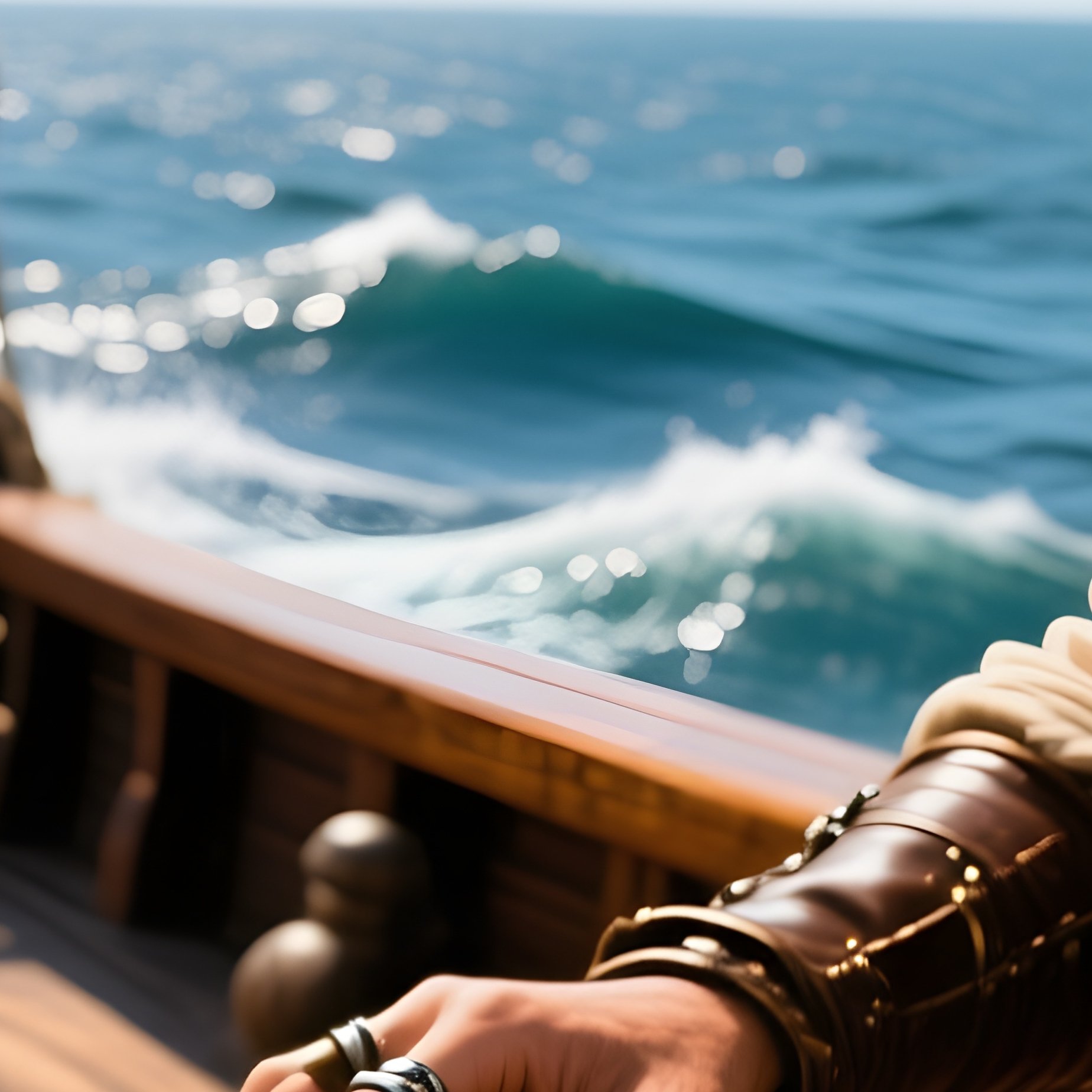 Pirate Typing Hook Hand Wooden Keyboard Ship Deck - Full Resolution Quality Preview