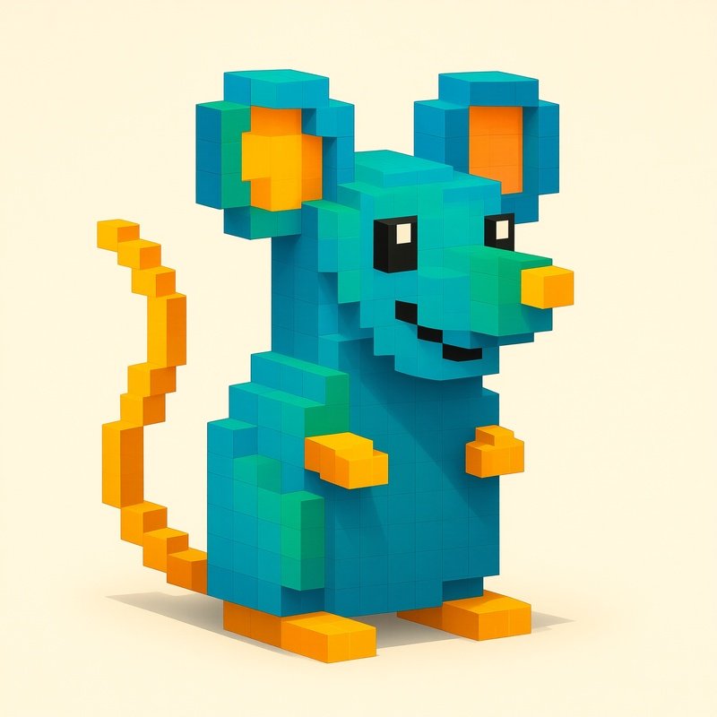 Pixel Art Blocky 8 Bit Voxel Mouse