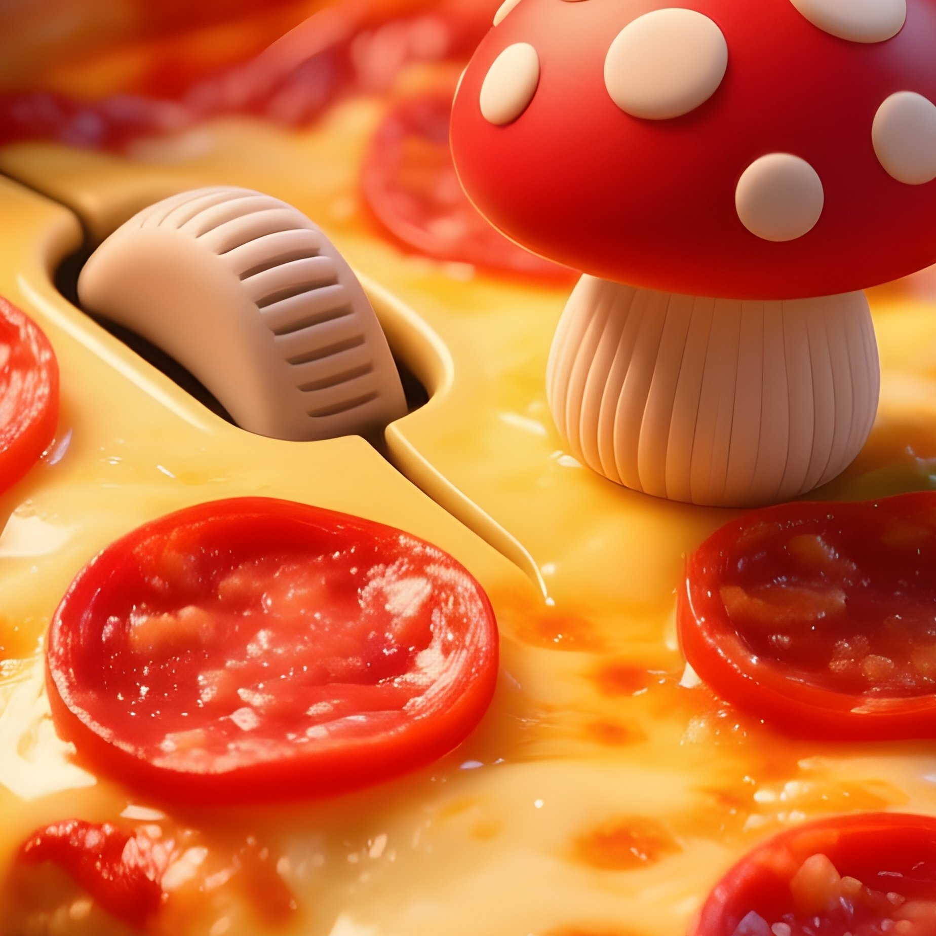 Pizza Slice Mouse With Mushroom Scroll Wheel - Full Resolution Quality Preview