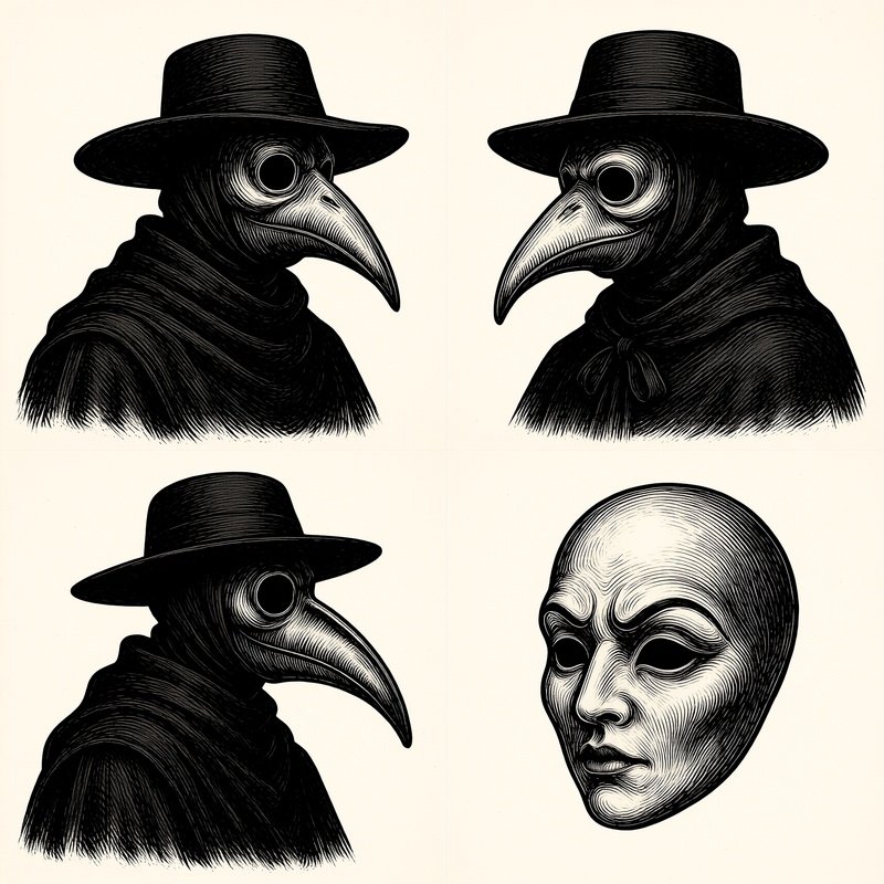 Plague Doctor Figures And A Theatrical Mask Plague Doctor Beaked