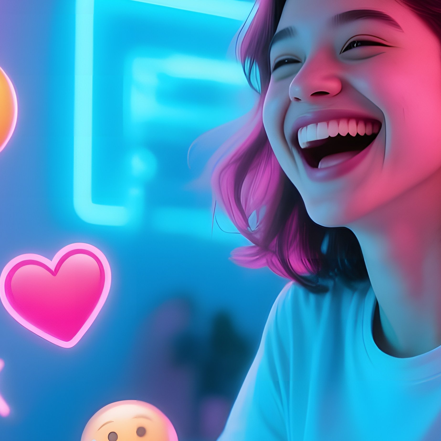 Playful Tech Intern With Holographic Emojis - Full Resolution Quality Preview