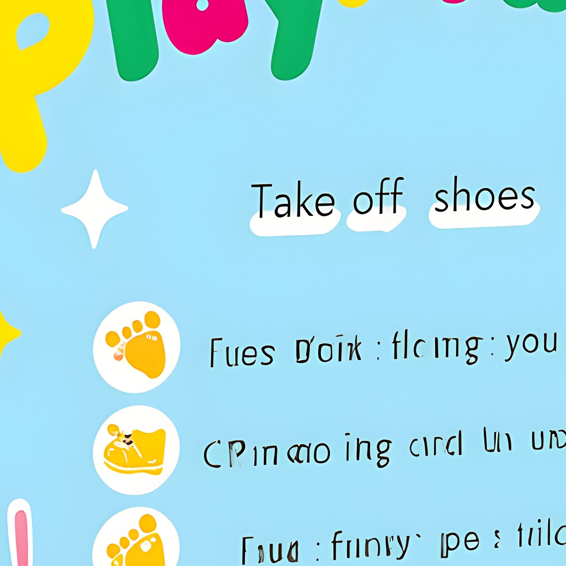 Playground Sign Playplace Rules Cartoon Characters Shoes - Full Resolution Quality Preview