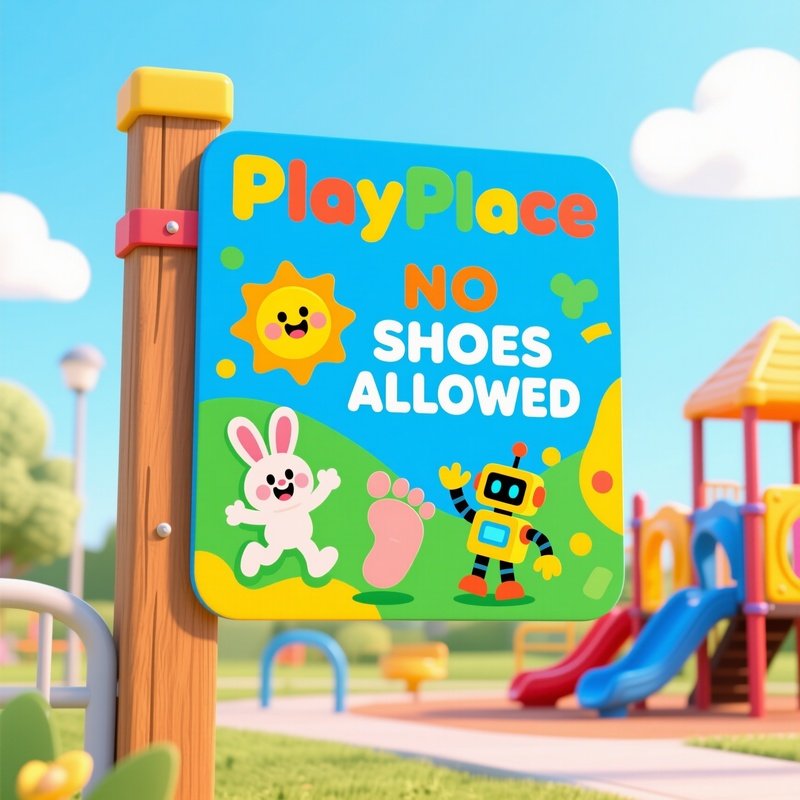 Playground Sign Playplace Rules Cartoon Characters Shoes