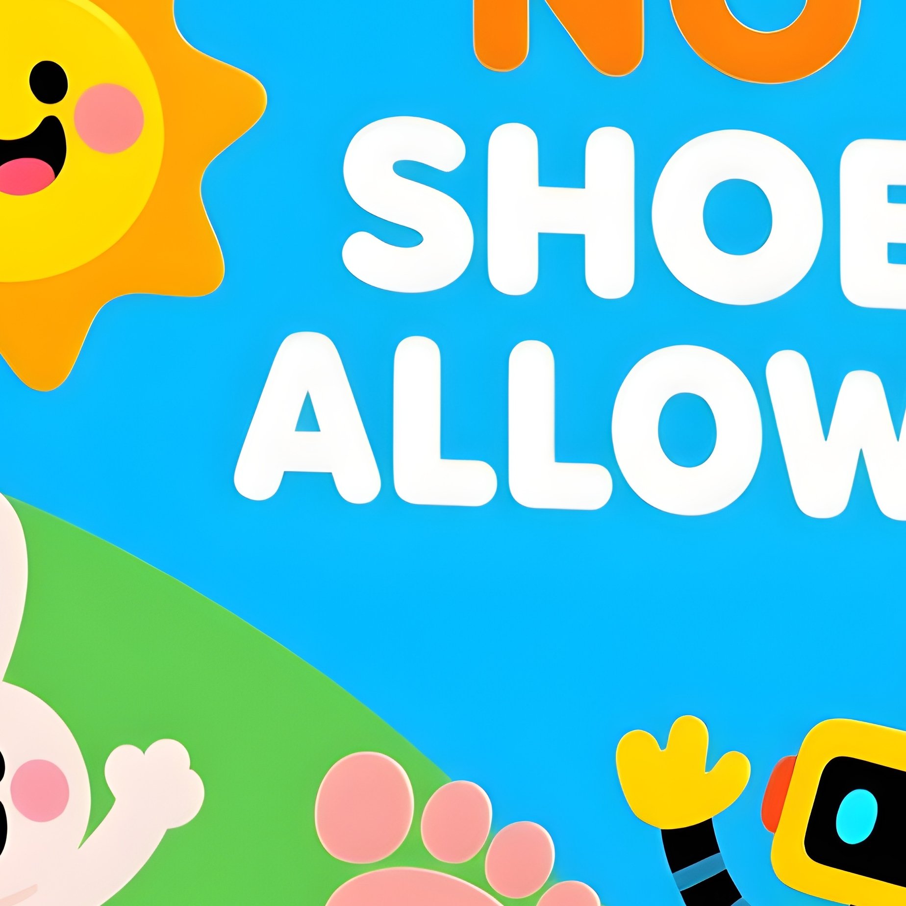 Playground Sign Playplace Rules Cartoon Characters Shoes - Full Resolution Quality Preview