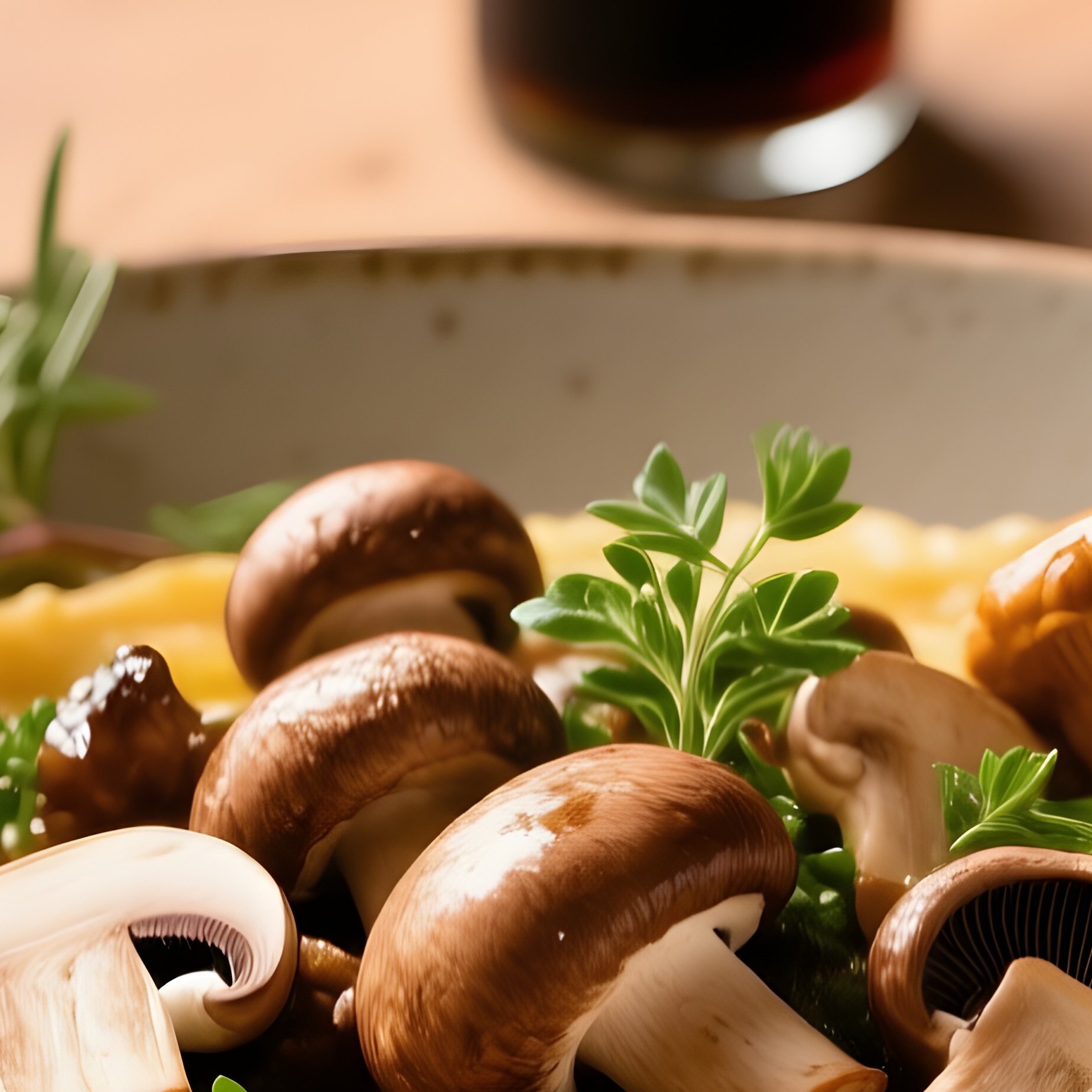 Polenta Con Funghi Slow Cooked Cornmeal With Sautéed Mushrooms Garlic And Herbs - Full Resolution Quality Preview