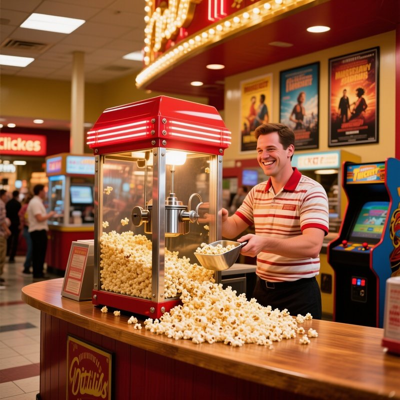 Popcorn Theater Concession Stand Overflowing