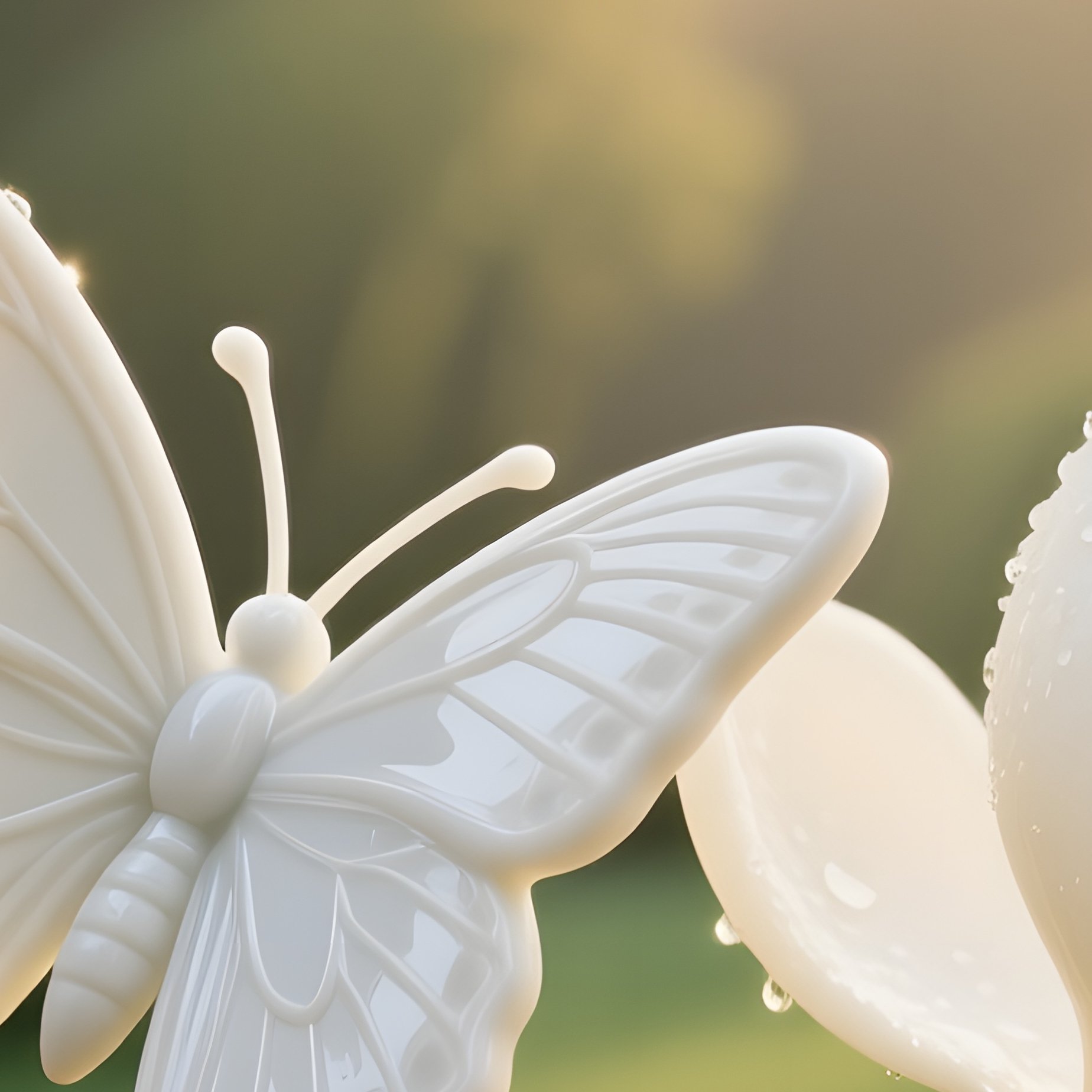 Porcelain Butterfly On Magnolia Branch - Full Resolution Quality Preview