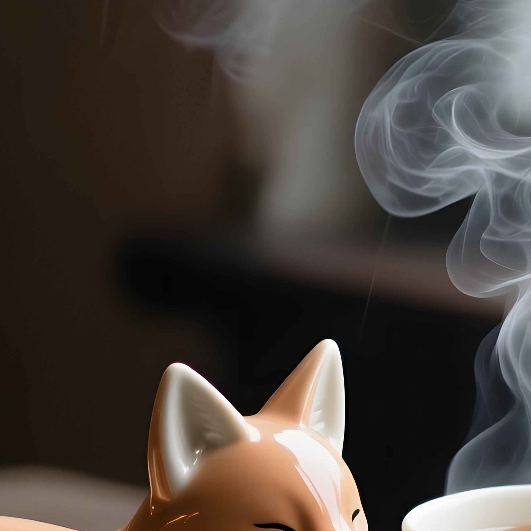 Porcelain Fox By Tea Window - Full Resolution Quality Preview