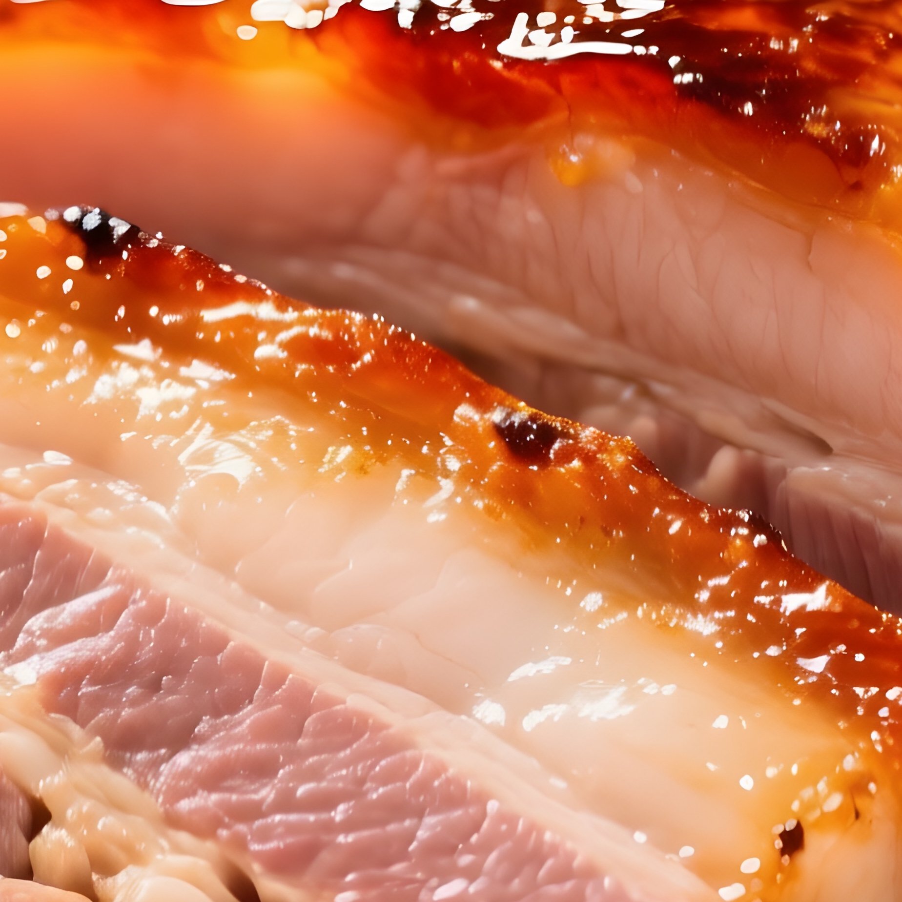 Pork Belly Strips Slow Roasted On Slate - Full Resolution Quality Preview