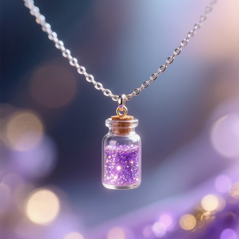 Potion Bottle Necklace Glass Vial Glitter Liquid Chain