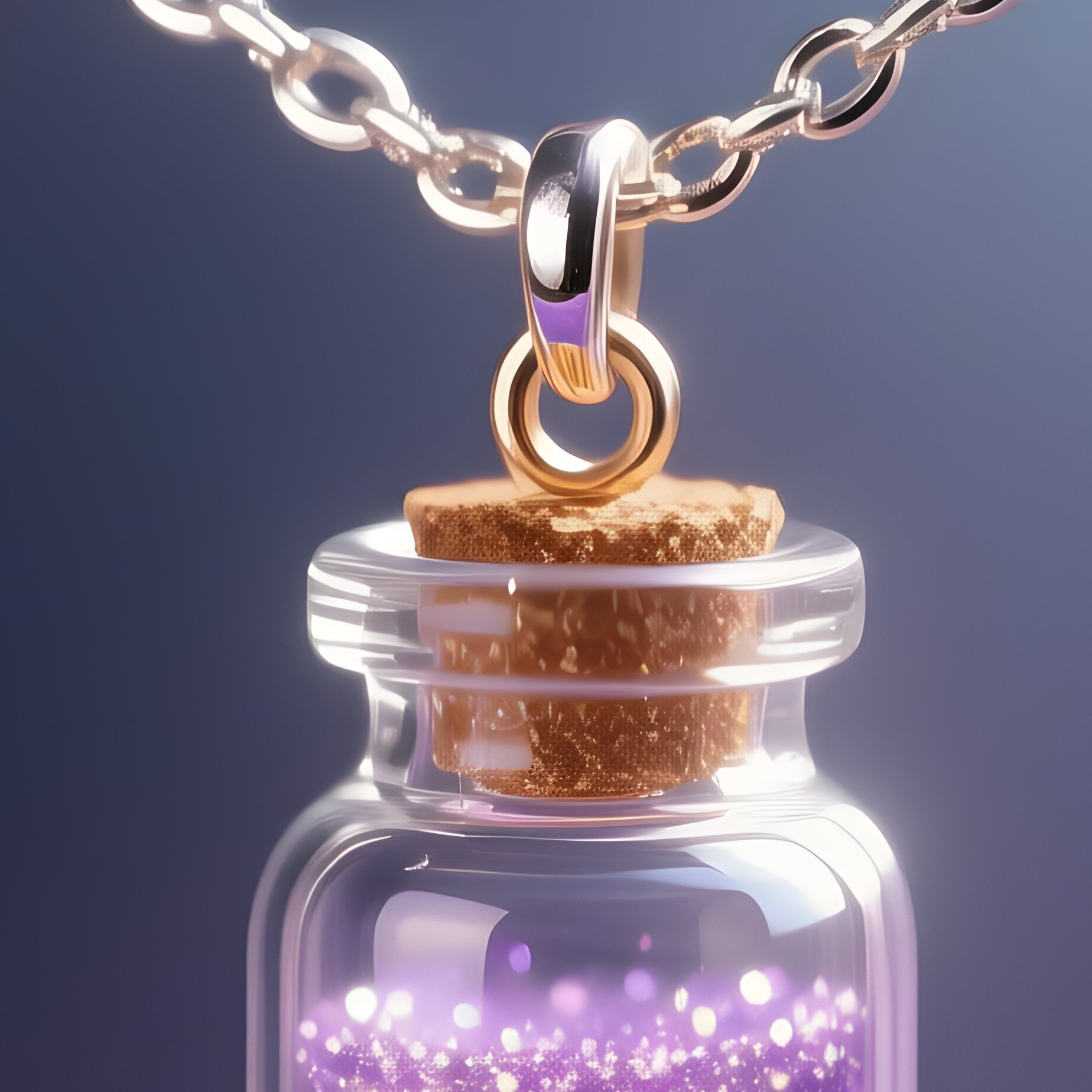Potion Bottle Necklace Glass Vial Glitter Liquid Chain - Full Resolution Quality Preview