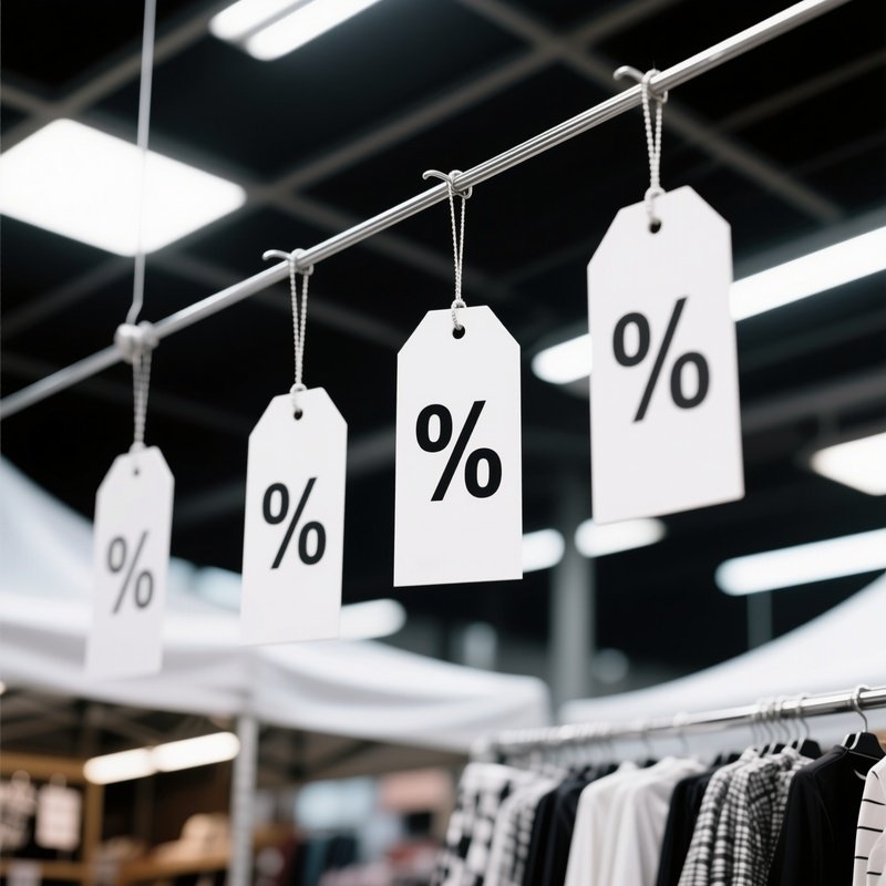 Price Tags Hanging From Ceiling Wires