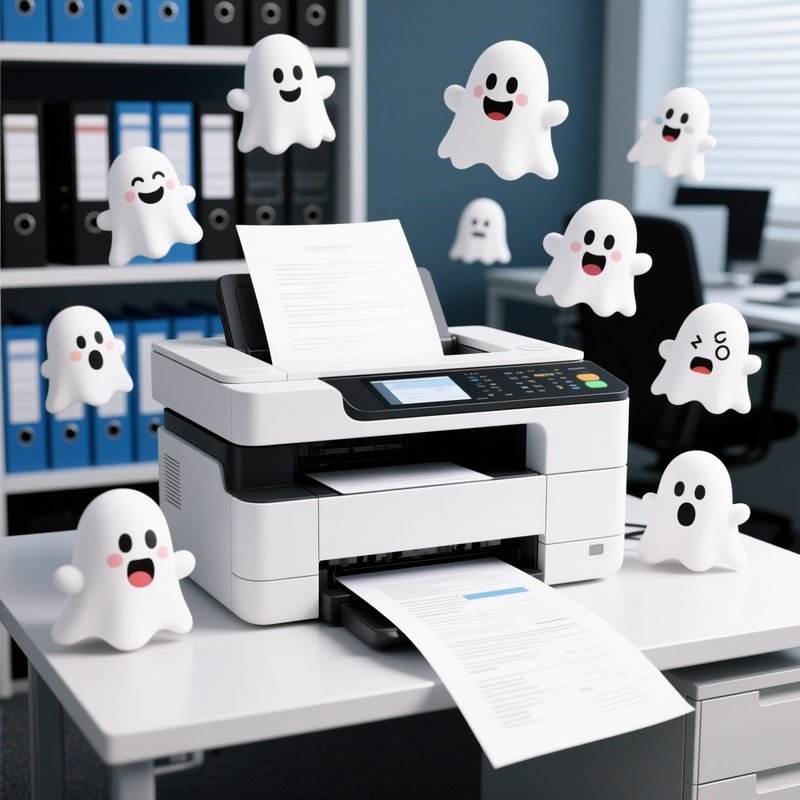 Printer With Ghost Emojis Printer Ghosts