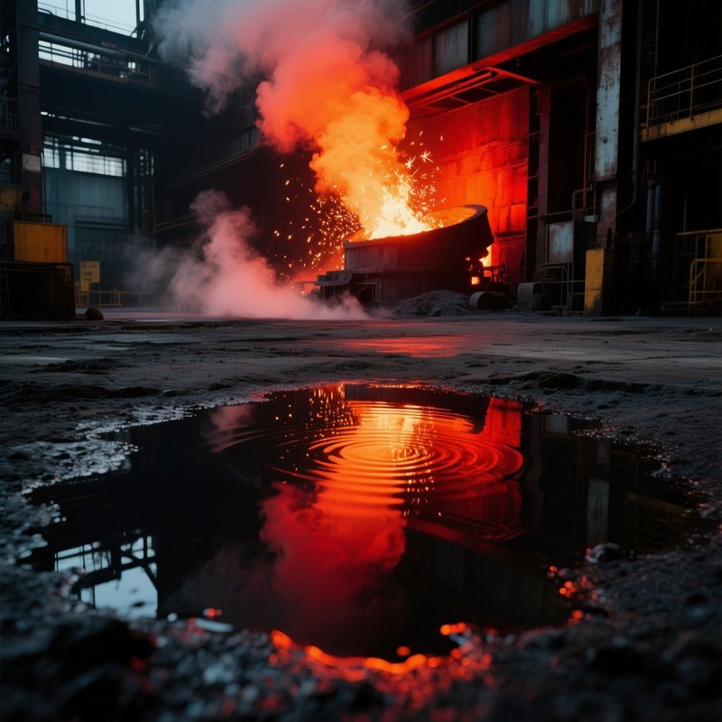 Puddle Reflections Blast Furnace Fire
