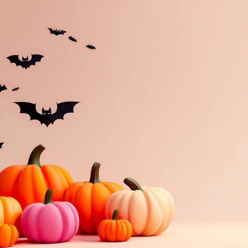 Pumpkins And Bats Halloween Pumpkins