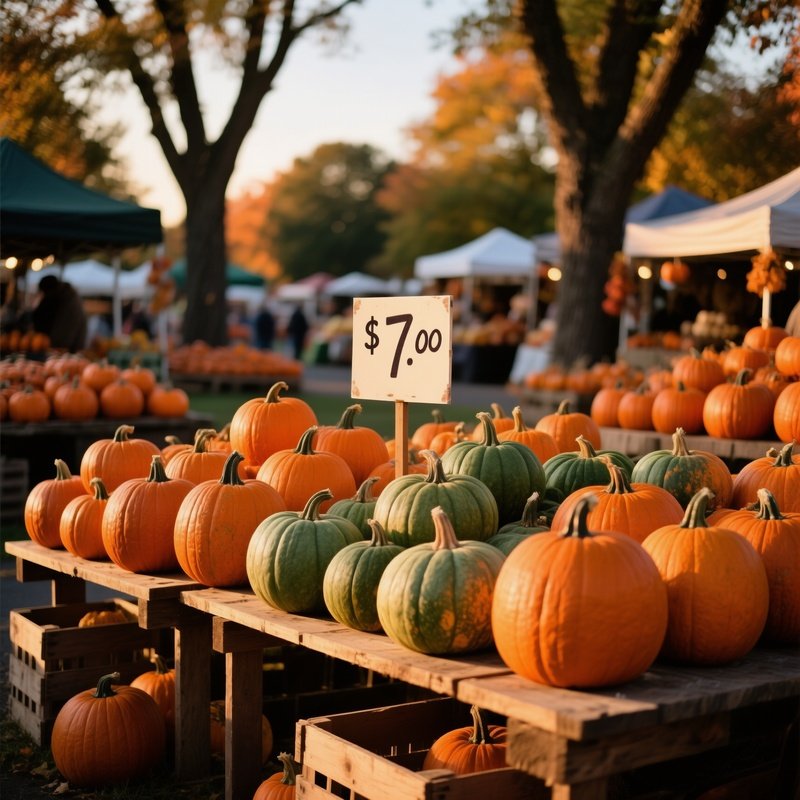 Pumpkins On Display At A Market Pumpkin Market