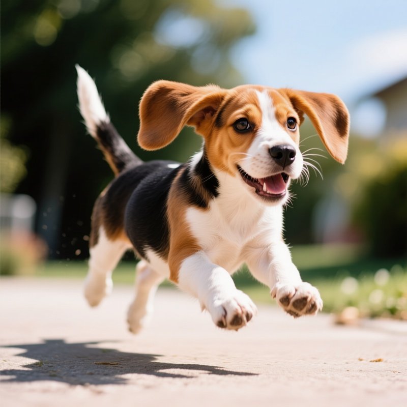 Puppy Beagle Playing Outside