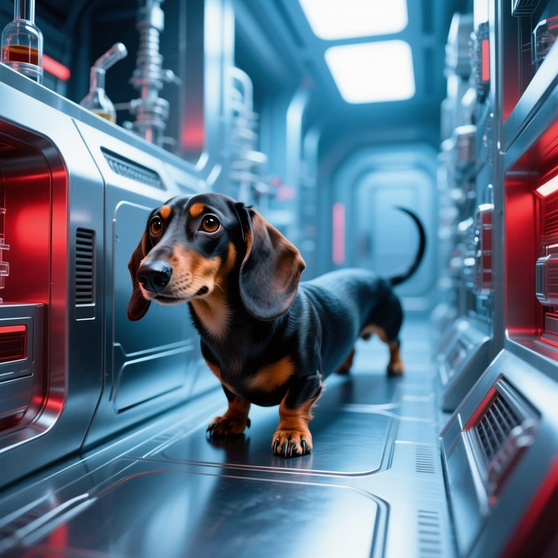 Puppy Dachshund In Science Fiction Setting