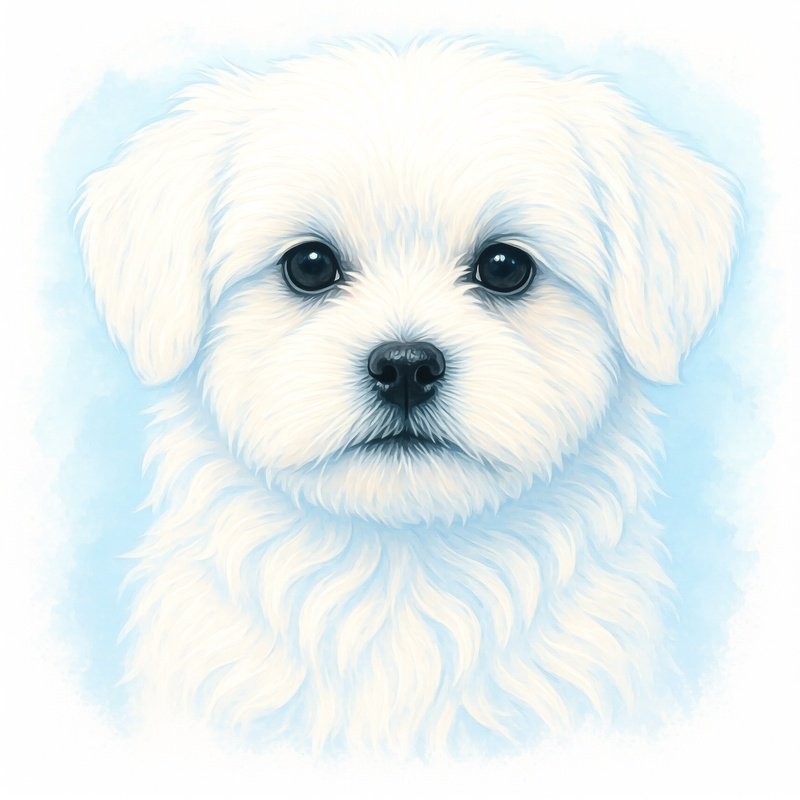 Puppy Maltese Portrait In Digital Art