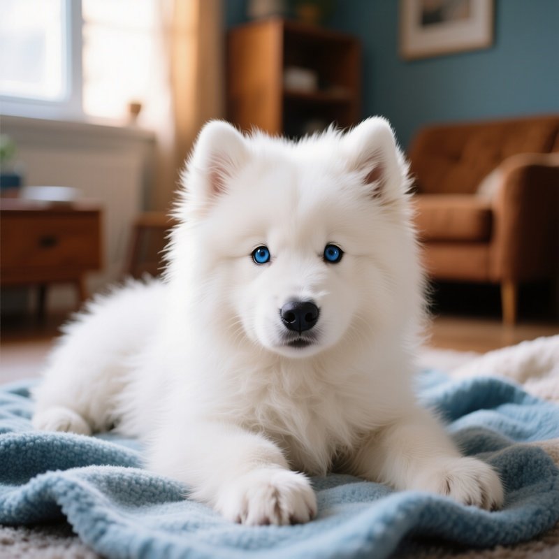 Puppy Samoyed Portrait Indoor