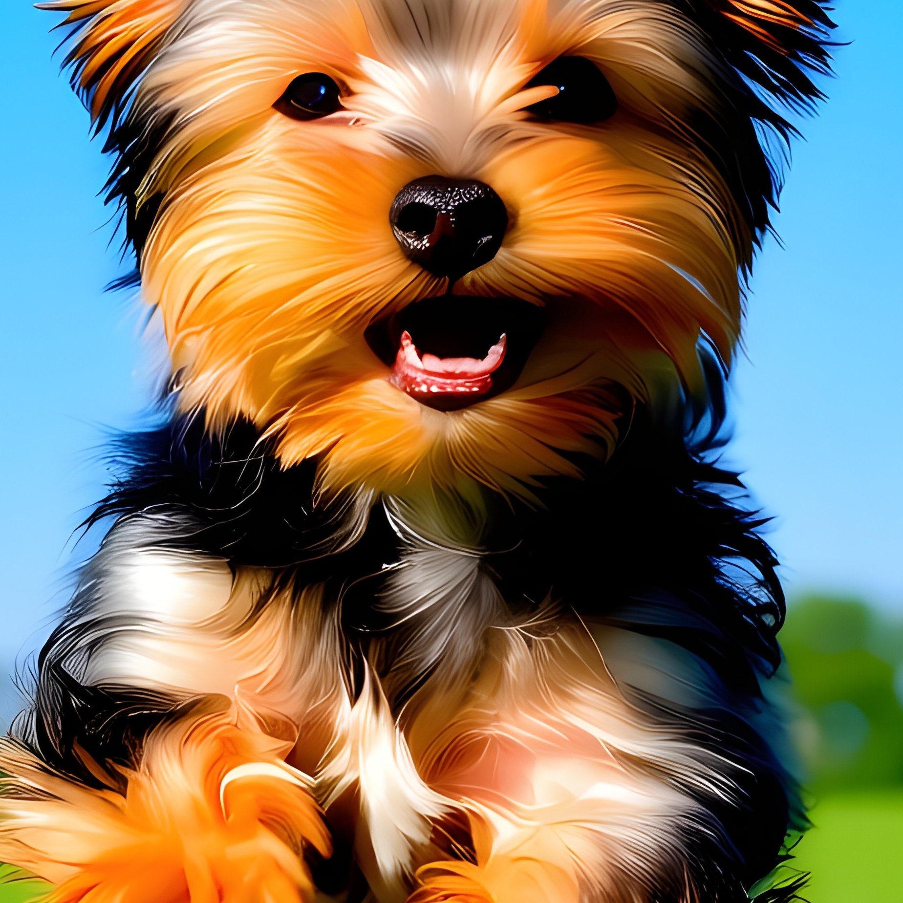 Puppy Yorkshire Terrier Playing Outside - Full Resolution Quality Preview