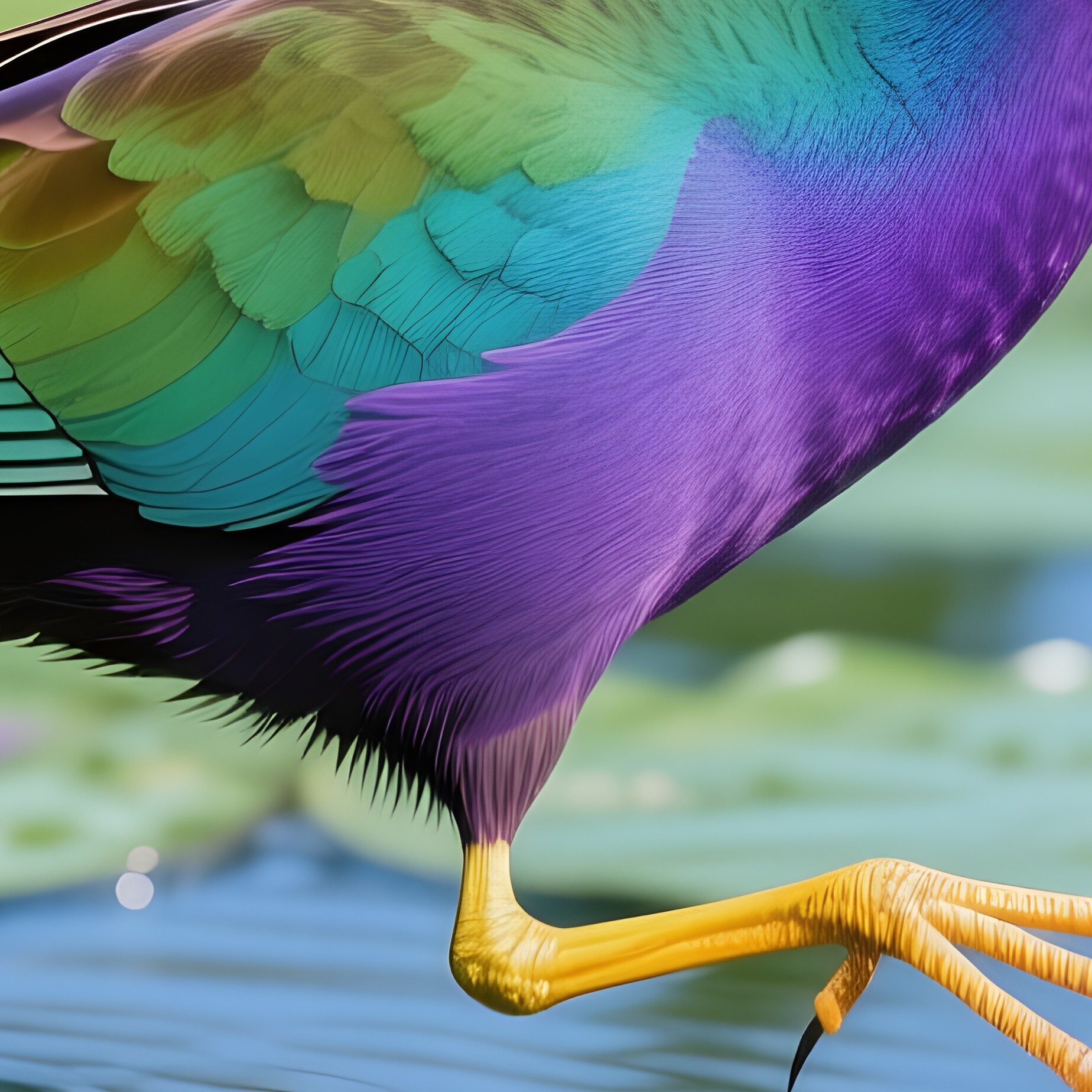 Purple Gallinule On Lily Pads - Full Resolution Quality Preview