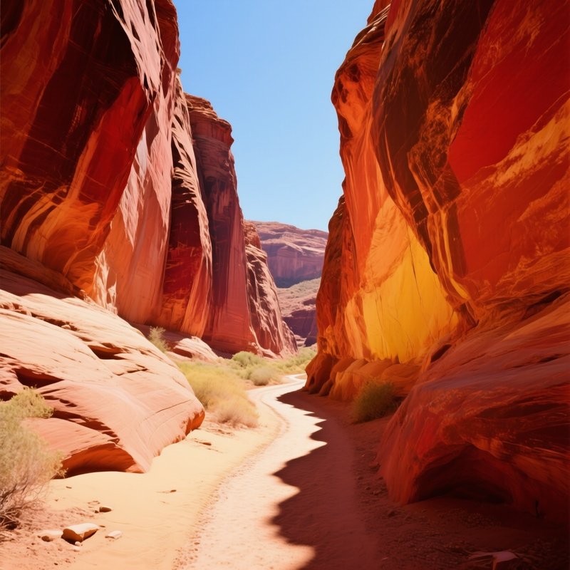 Quiet Desert Canyon Utah Midday Sandstone Walls