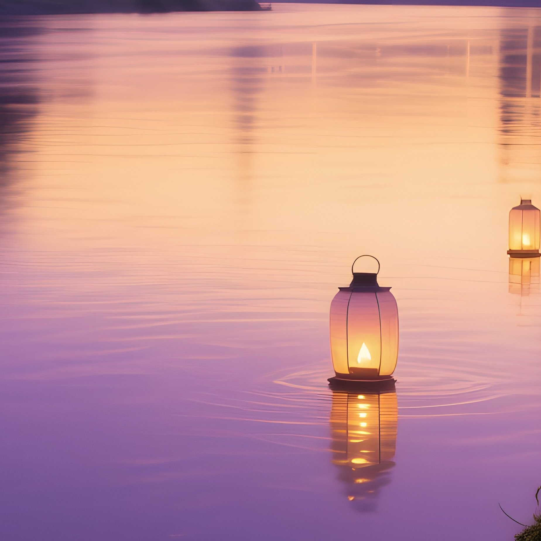 Quiet Evening Riverbank Dresden Lanterns Bioluminescent Mushrooms - Full Resolution Quality Preview