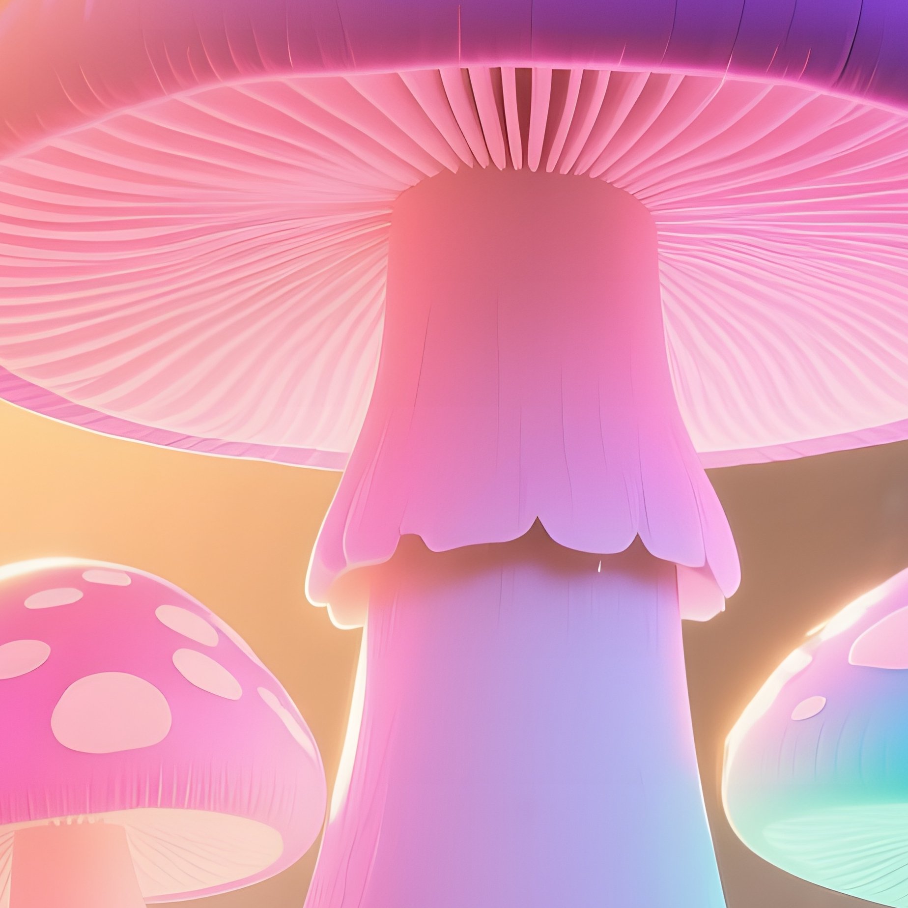 Quiet Forest Clearing Sunrise Pop Art Mushrooms - Full Resolution Quality Preview