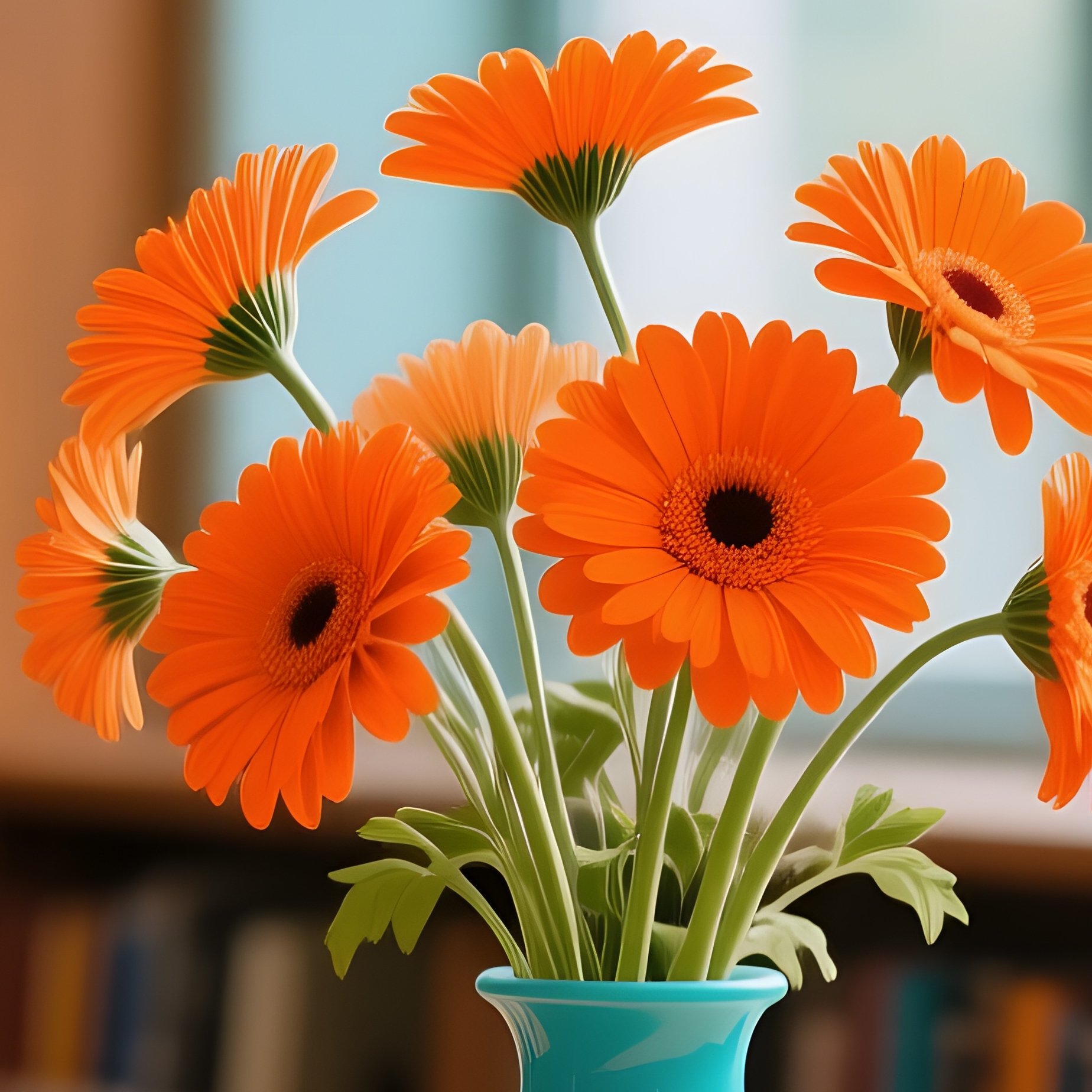 Quiet Library Reading Area With Pop Art Daisies - Full Resolution Quality Preview