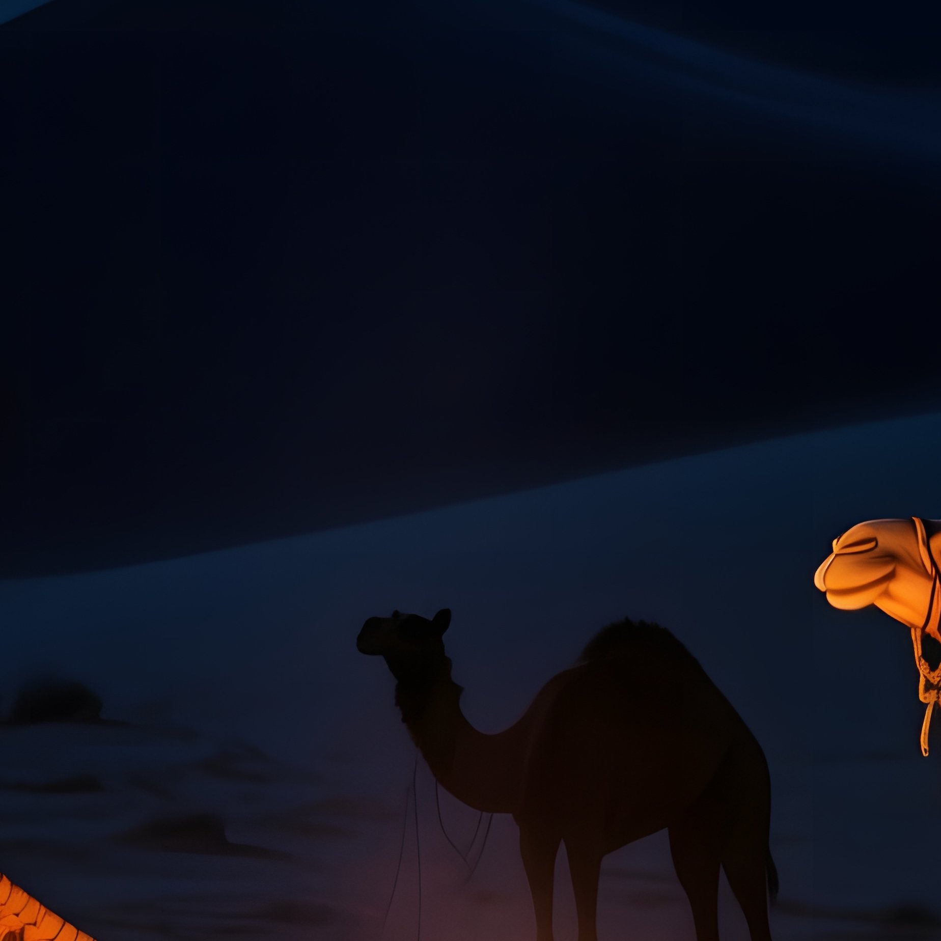 Quiet Moment Desert Caravan Camp Twilight - Full Resolution Quality Preview