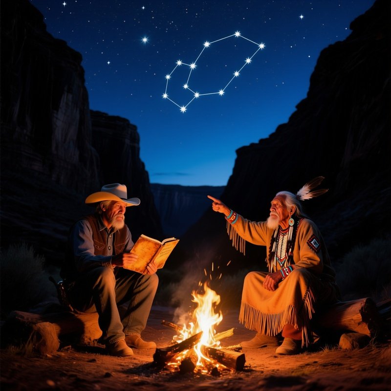 Quiet Night Canyon Camp Fire Crackling Cowboy Diary Lakota Elder Stories Stars