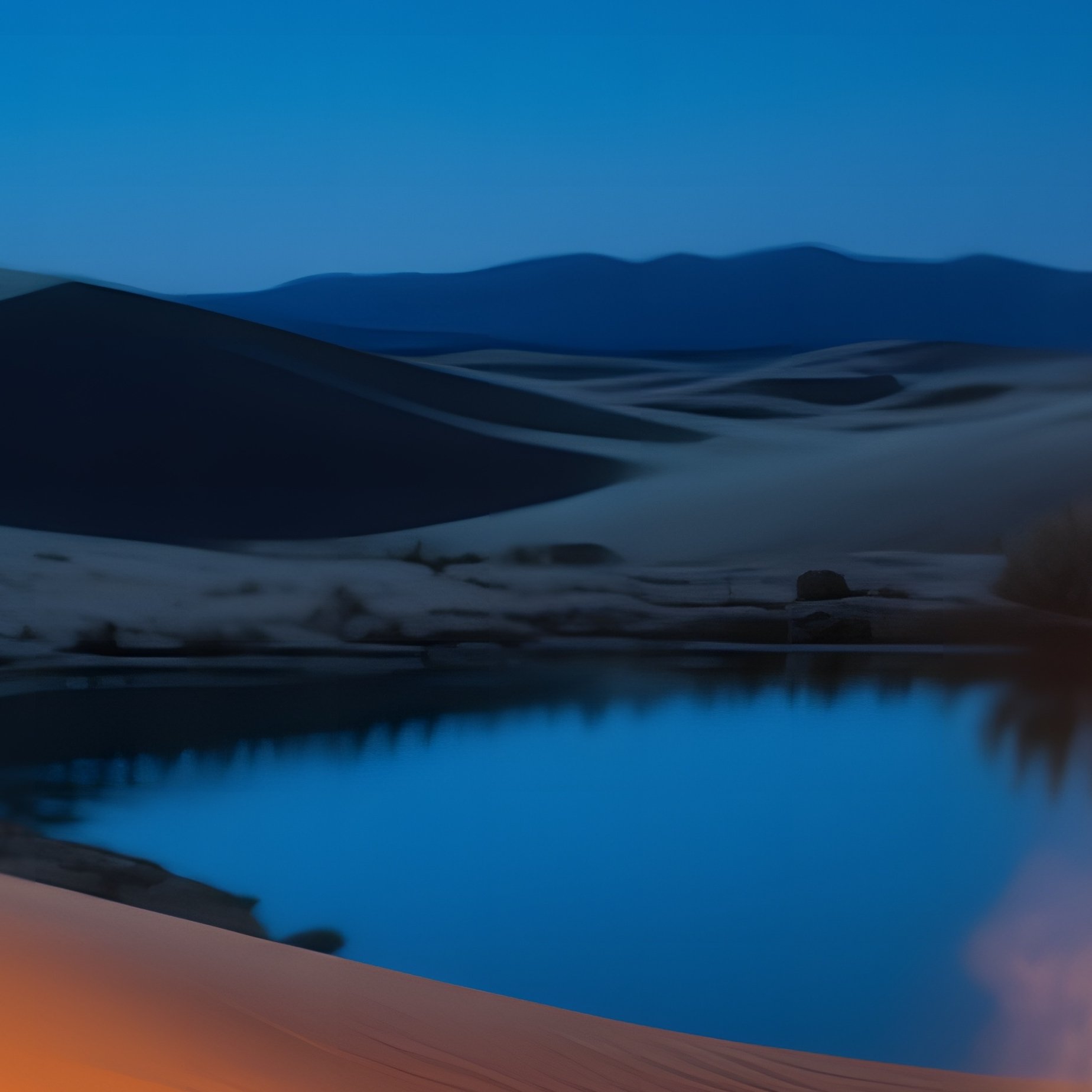 Quiet Night Desert Oasis Full Moon Palm Trees Cowboy Sioux Storyteller Fire Shadows - Full Resolution Quality Preview