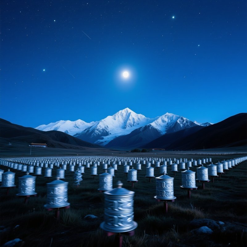 Quiet Night Tibetan Prayer Wheel Field