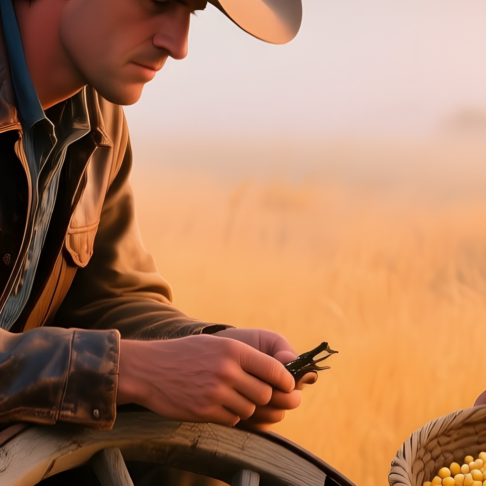 Quiet Prairie Sunrise With Mist And Cowboy - Full Resolution Quality Preview