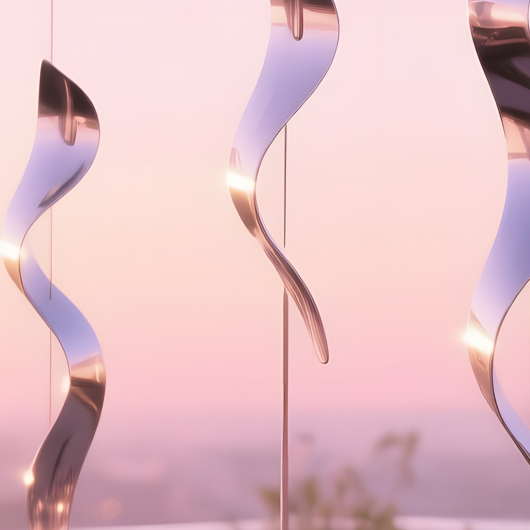 Quiet Rooftop Garden At Dawn Wind Chimes Polished Aluminum - Full Resolution Quality Preview