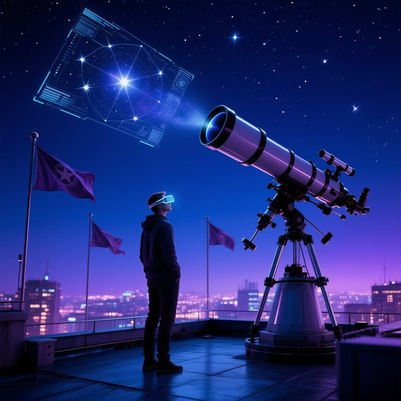 Quiet Rooftop Observatory With Giant Telescope Astronomer Hacker Ar Lenses