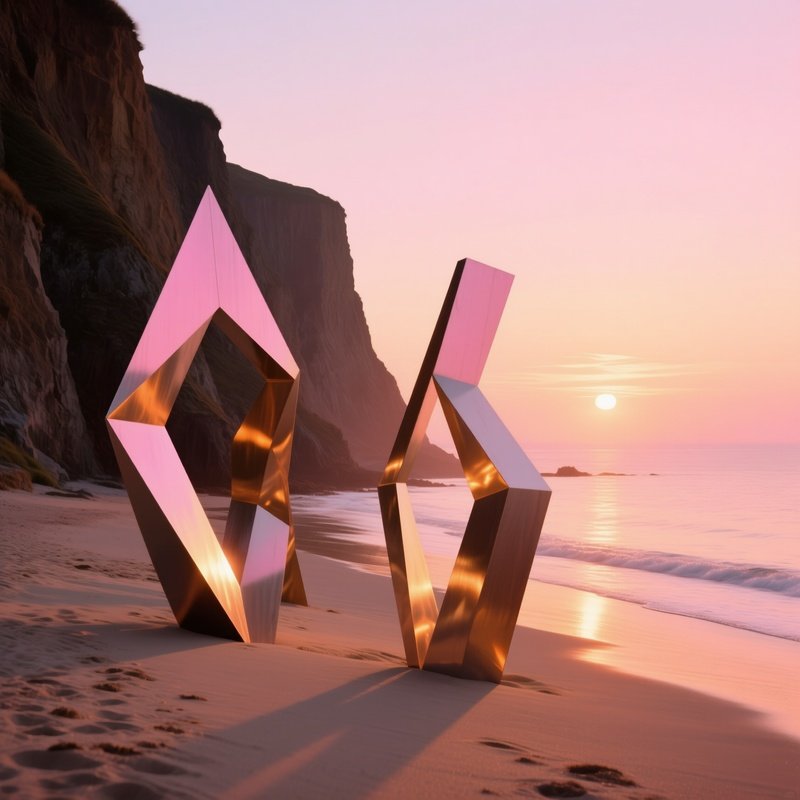 Quiet Seaside Cliffside Sunrise Metal Silhouettes