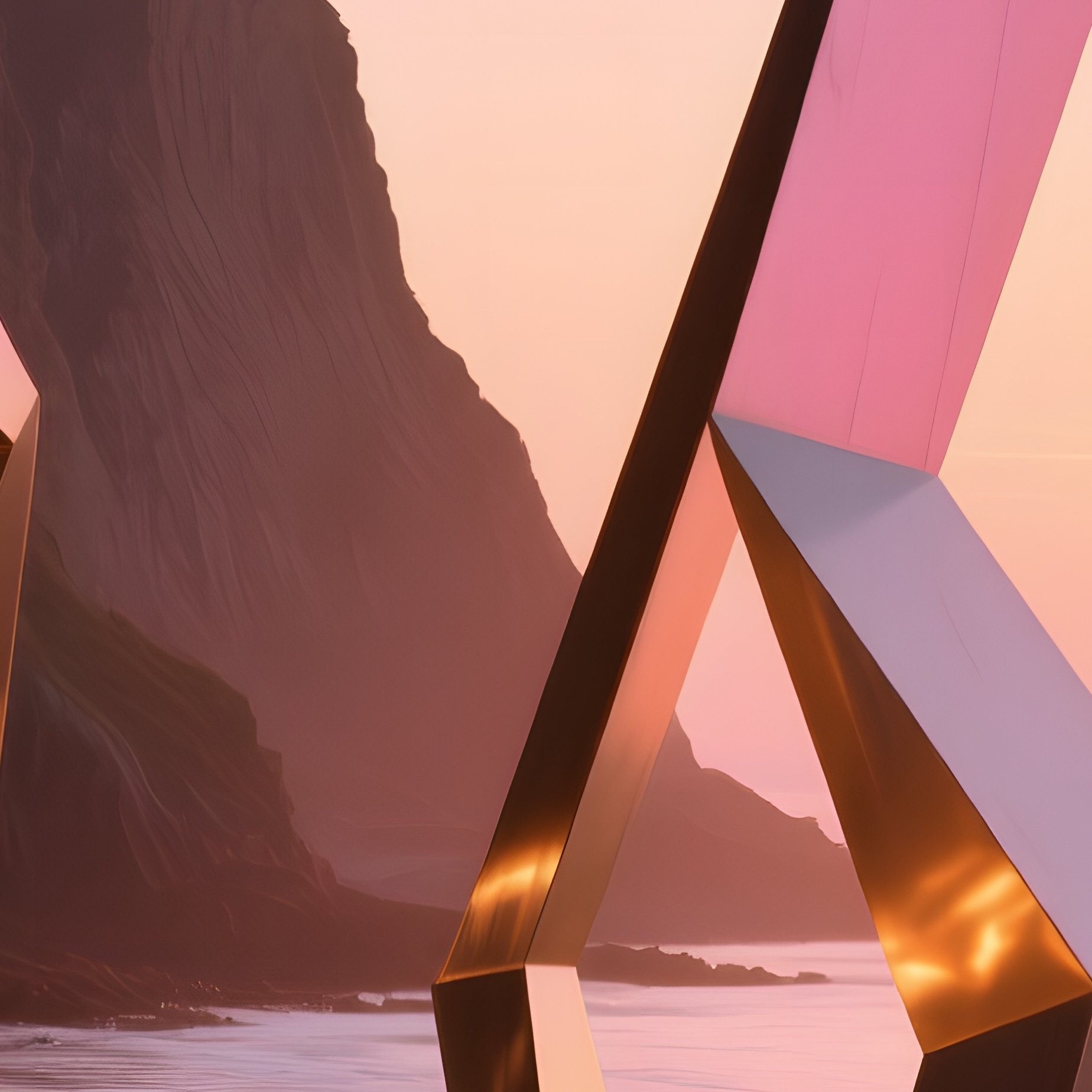 Quiet Seaside Cliffside Sunrise Metal Silhouettes - Full Resolution Quality Preview