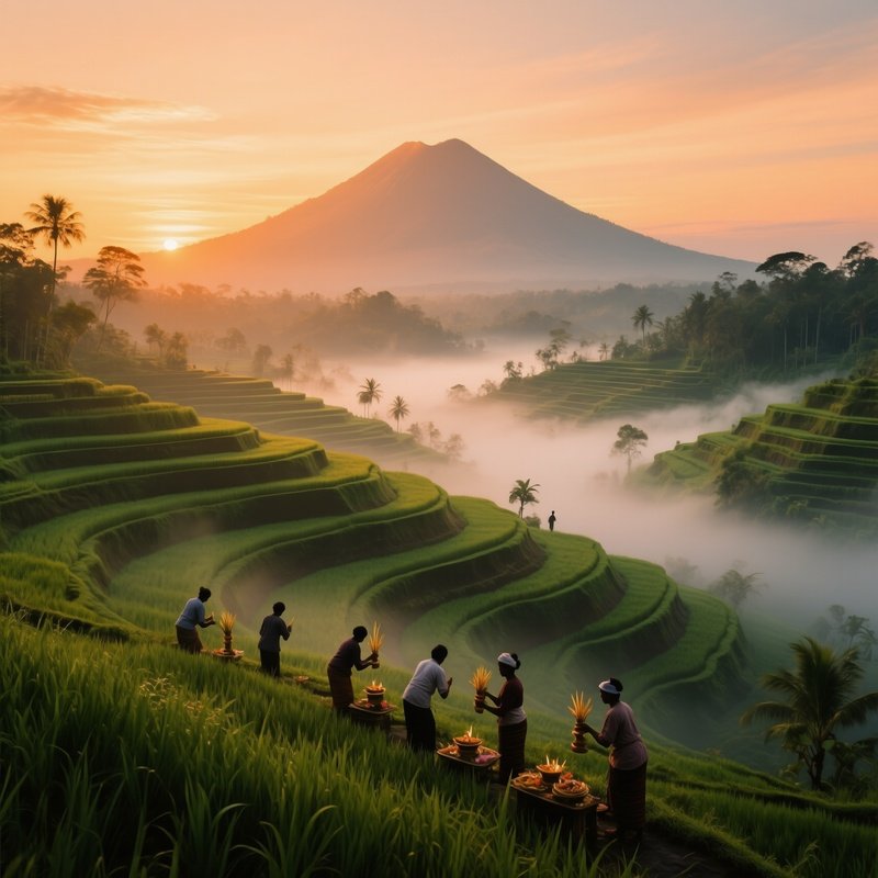 Quiet Sunrise Over Bali Rice Terraces