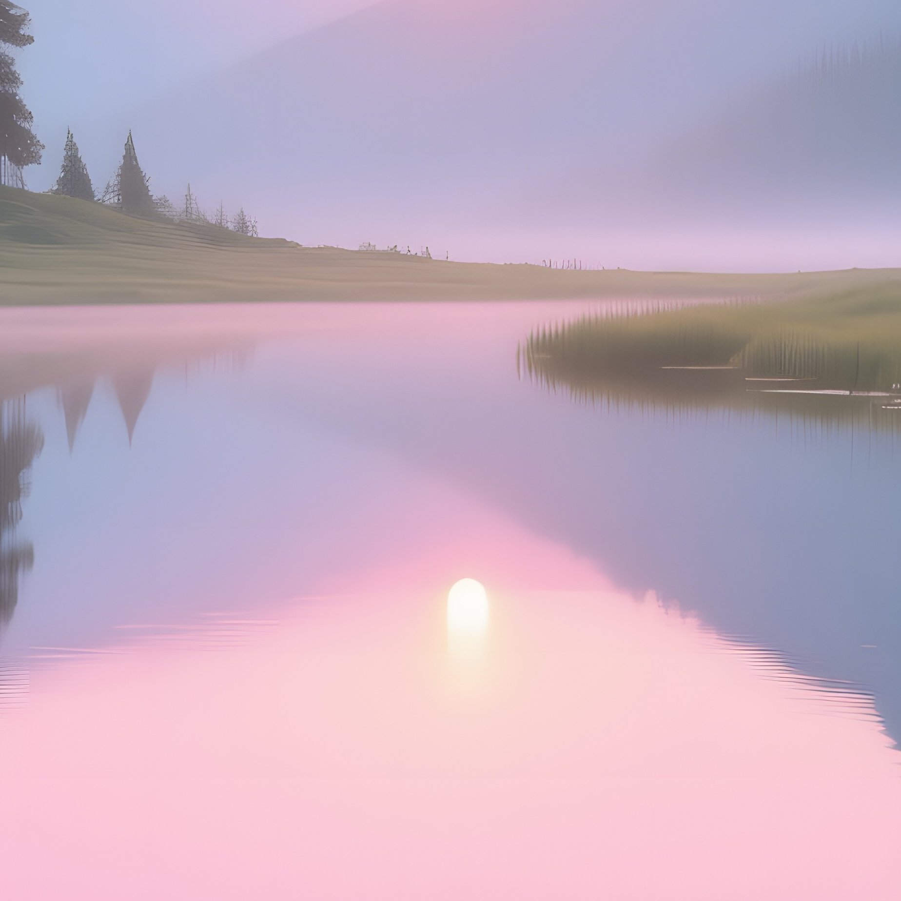 Quiet Sunrise Over Secluded Mountain Meadow Lake - Full Resolution Quality Preview