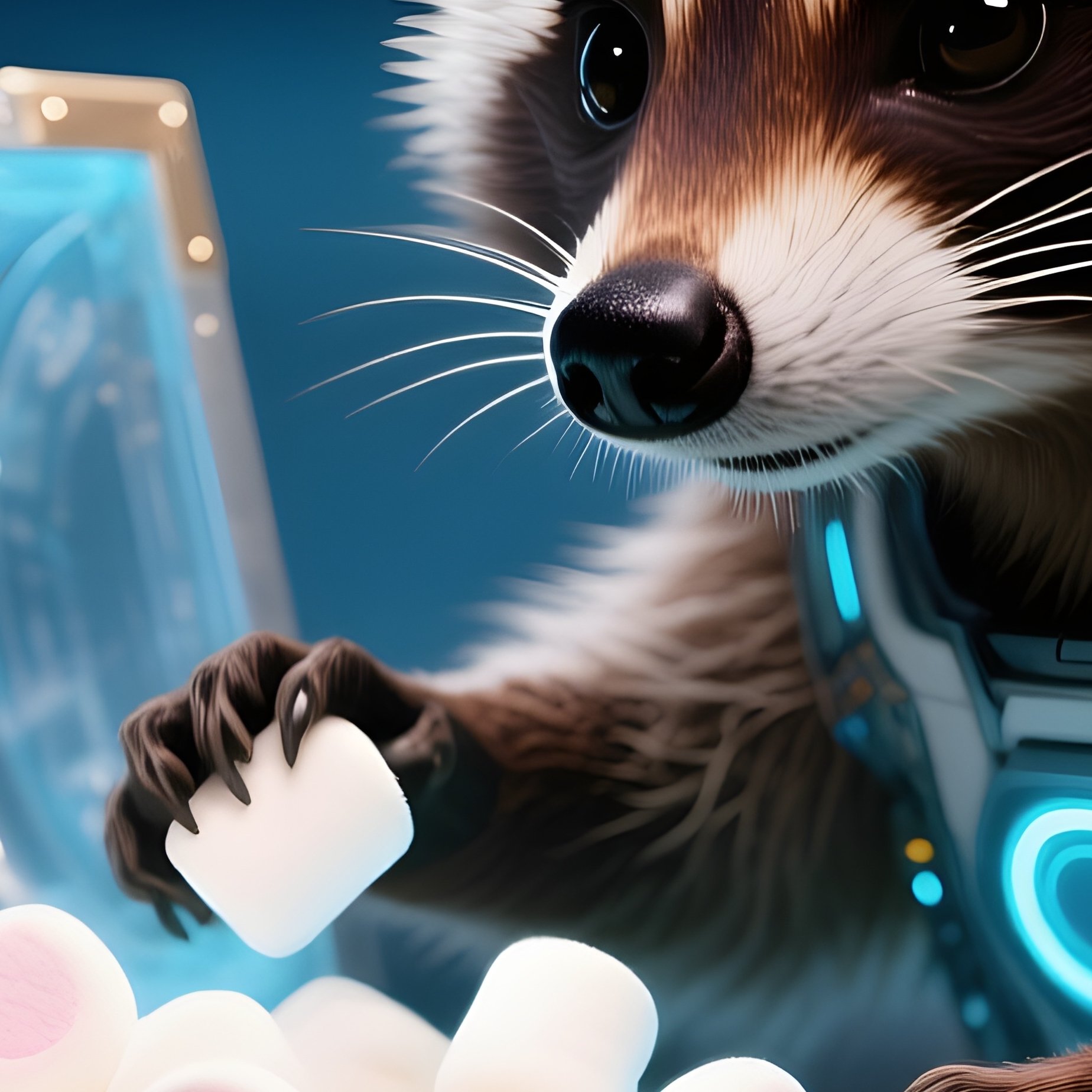 Raccoon Opening Treasure Chest Full Of Marshmallows Science Fiction - Full Resolution Quality Preview