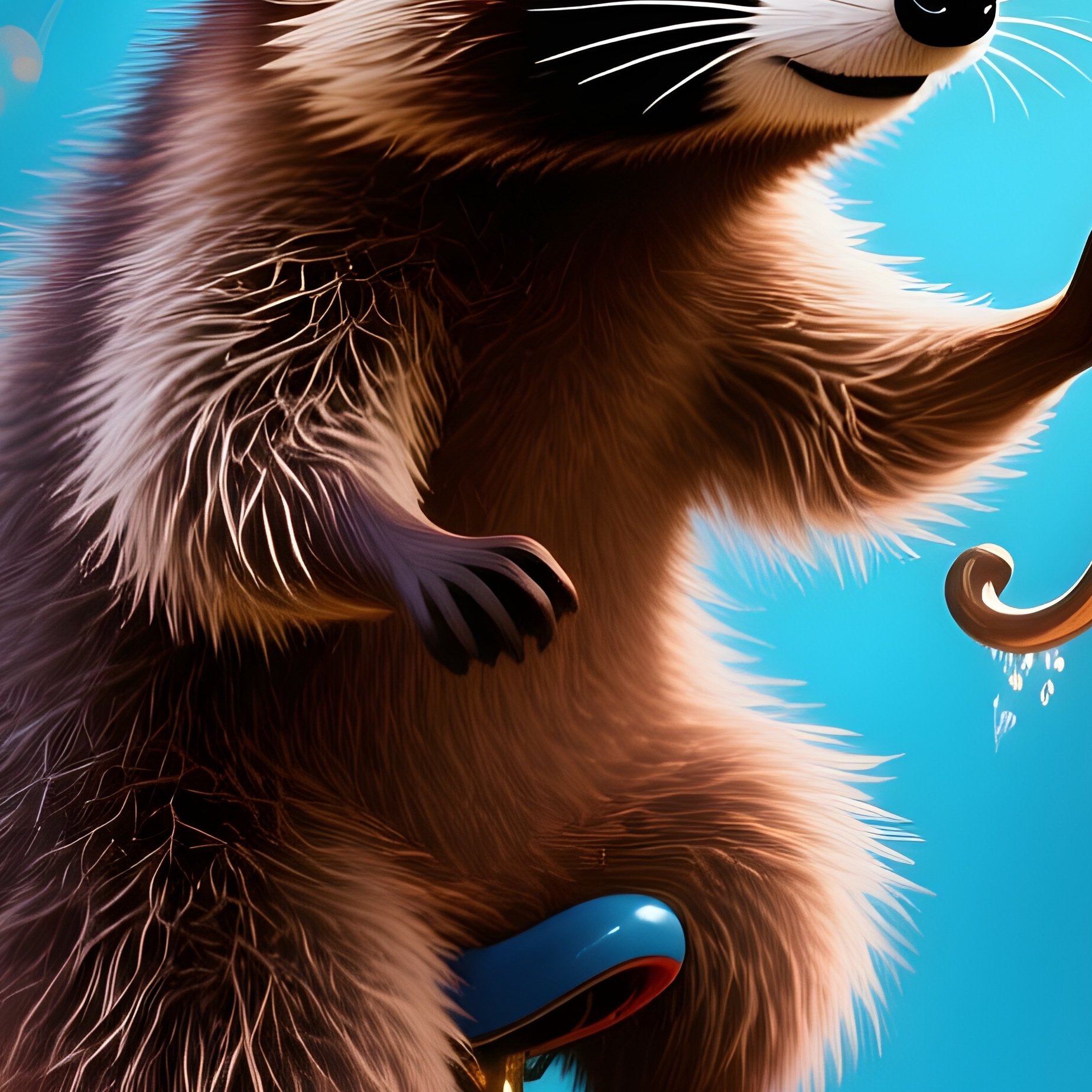 Raccoon Unicycle Confetti Rain Digital Art - Full Resolution Quality Preview