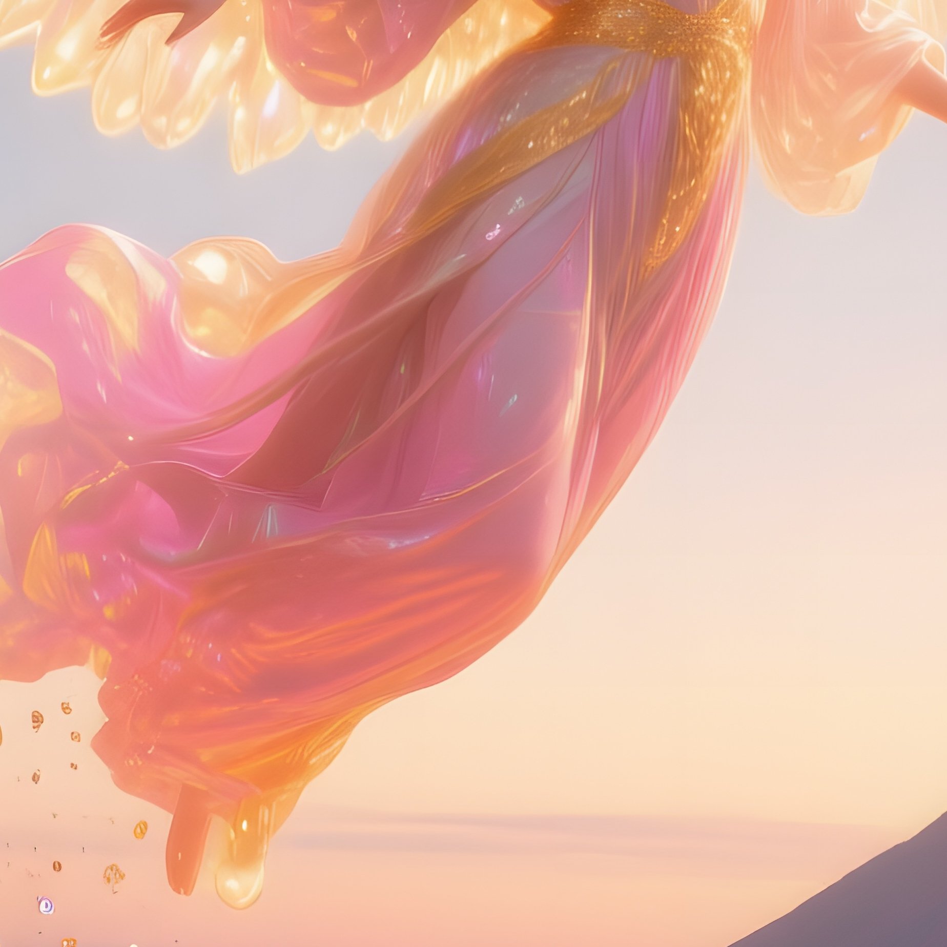 Radiant Angel Over Volcanic Landscape At Dawn - Full Resolution Quality Preview