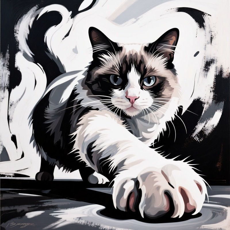 Ragamuffin Cat Sculpture Abstract Art